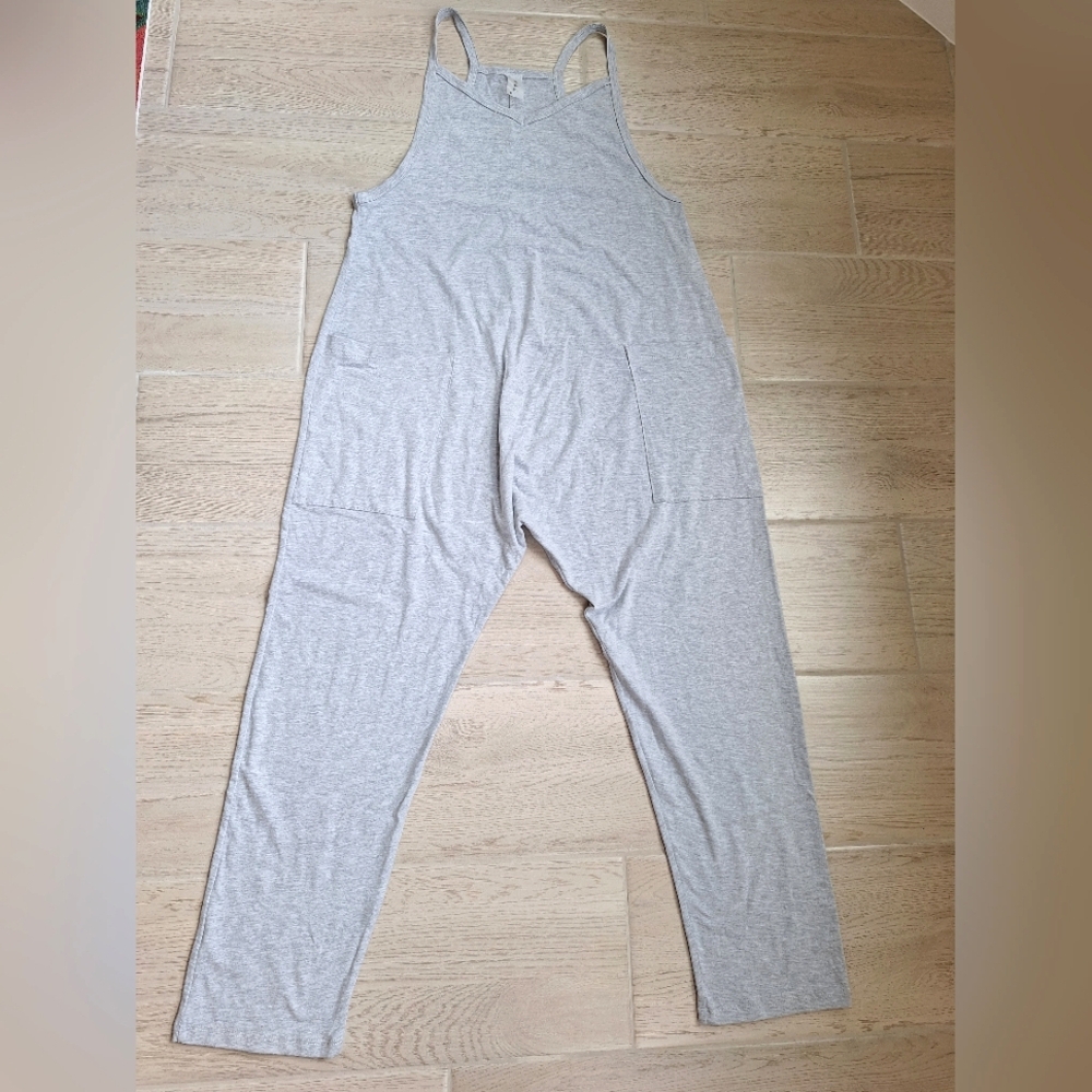 AS Revival light heathered gray cotton oversized jumpsuit with pockets- medium